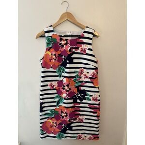 TALBOTS Women's Vibrant Floral Striped Quilted Sheath Dress Sleeveless Size 12P